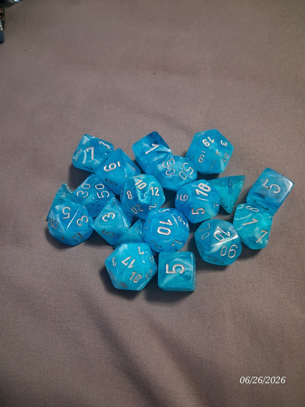 Source Unknown Blue Marble Polyhedral RPG Dice Set